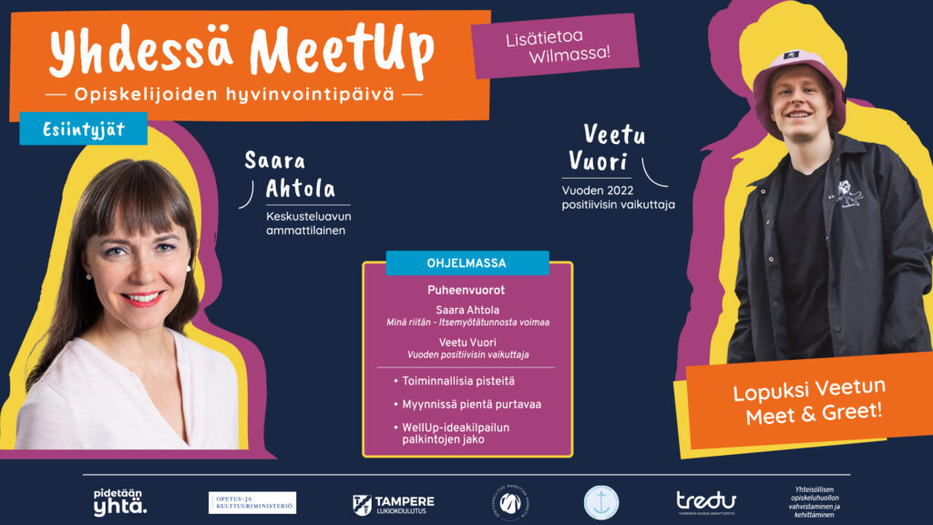 Opiskelijoiden hyvinvointipäivä Yhdessä MeetUP 8.4.2025. Lisätietoa Wilmassa!