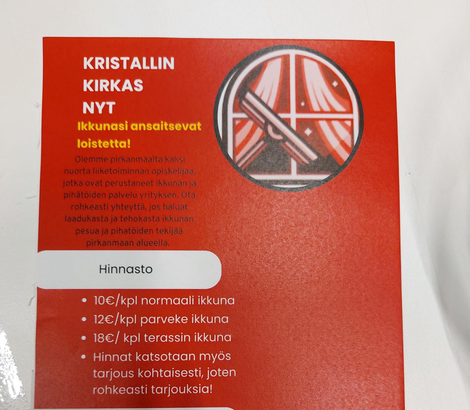 Kristallin kirkas NYT -yrityksen esite.