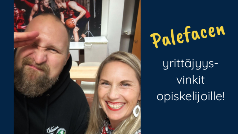 Karri "Paleface" Miettinen ja Tredun yrityskoordinaattori Kaisu Paloheimo.
