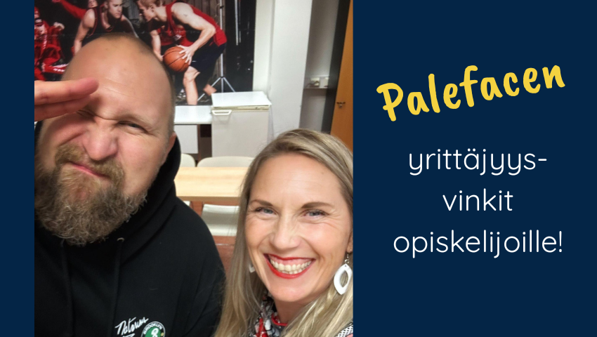 Karri "Paleface" Miettinen ja Tredun yrityskoordinaattori Kaisu Paloheimo.
