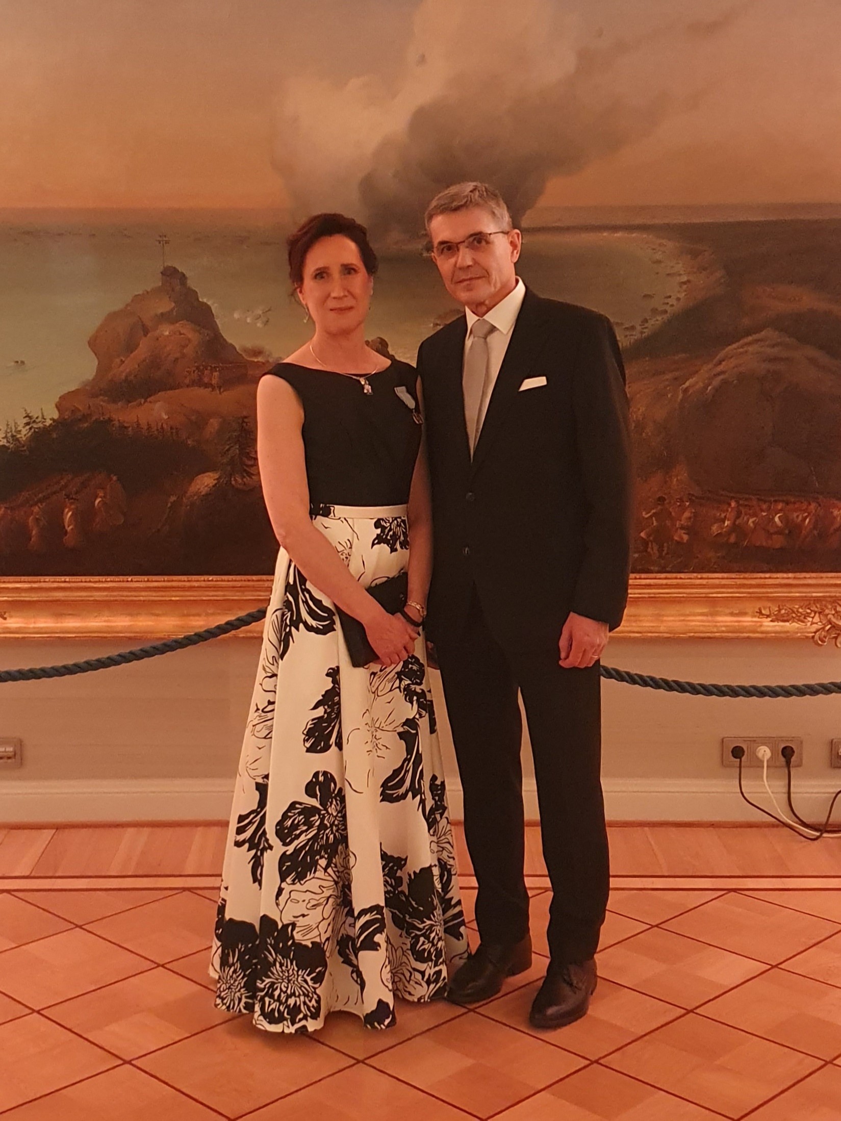 Maarit Marttila puolisonsa kanssa.