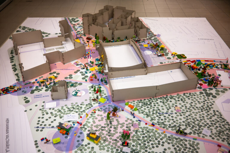 Hakametsä Sport Campuksen ulkoalueen pienoismalli.